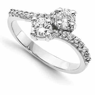 Only Us 2 Stone 0.14 Carat Diamond Ring in 14K White Gold -  - QGRG-WM2609-1AA