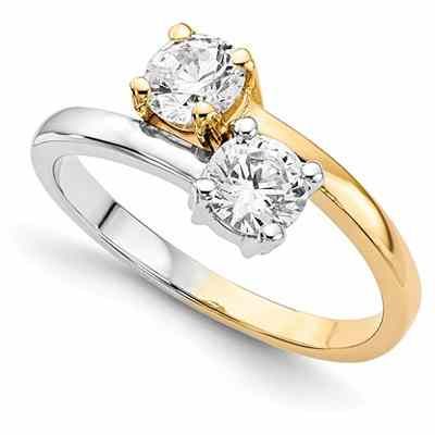Third Carat Only Us 2 Stone Round Diamond Ring in 14K Two-Tone Gold -  - QGRG-YWM26072-2P
