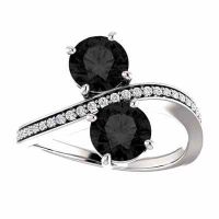 Only Us Black Diamond Two Stone Ring in 14K White Gold