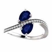 'Only Us' Sapphire and Diamond Two Stone Ring in 14K White Gold
