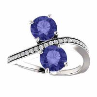 'Only Us' Tanzanite and Diamond Two Stone Ring in 14K White Gold