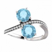 Only Us Two Stone Aquamarine Ring in Sterling Silver