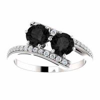 'Only Us' Two Stone Black Diamond Engagement Ring in 14K White Gold