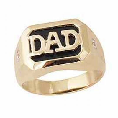Onyx & Diamond DAD Ring - 10K Gold -  - MRG4484