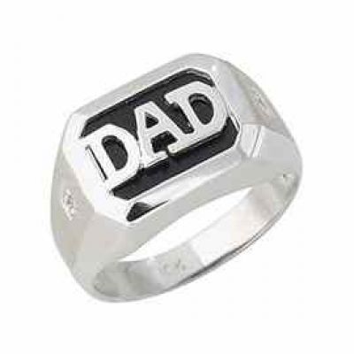 Onyx & Diamond DAD Ring - 10K White Gold -  - MRG4485