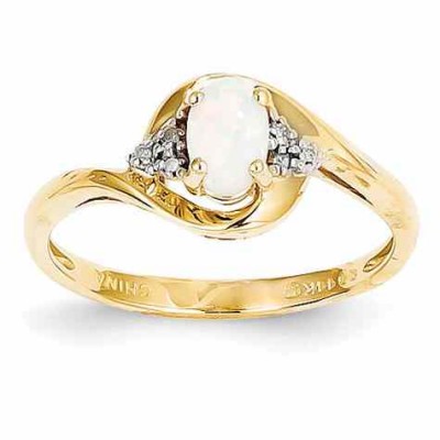 Opal and Diamond Cluster Ring, 14K Yellow Gold -  - QGRG-XBS427