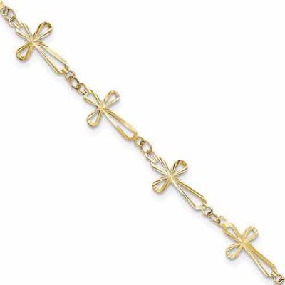 Open-Cross Christian Bracelet in 14K Gold -  - QGBR-FB1457-75