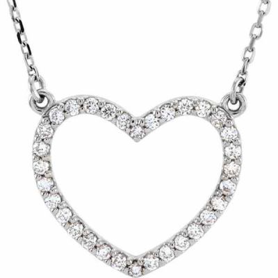 Open Heart Diamond Necklace in 16" -  - STLPD-66415W
