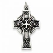 Opulent Celtic Heart Cross Necklace in Sterling Silver