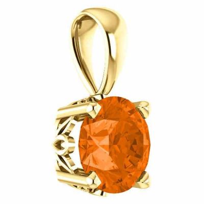 Orange Topaz Swarovski Solitaire Pendant, 14K Gold -  - STLPD-85857OTY