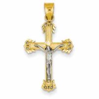 Ornate Arms Crucifix Pendant, 14K Two-Tone Gold