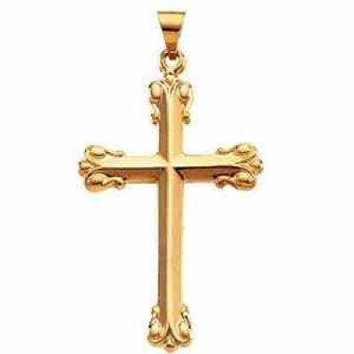 Ornate Cross Pendant, 14K Yellow Gold -  - STLCR-R41019-Y