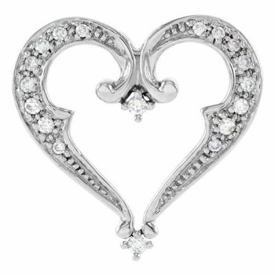 Ornate Diamond Heart Pendant Slide -  - STLPD-63492W