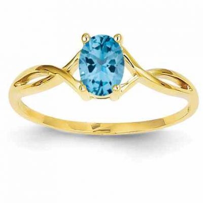 Oval Blue Topaz Birthstone Ring in 14K Gold -  - QGRG-XBR237