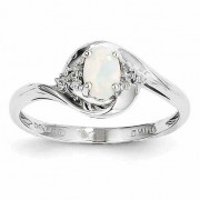 Oval Opal and Diamond Ring, 14K White Gold