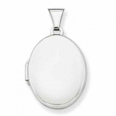 Oval Plain Locket Necklace Pendant in Sterling Silver -  - QGPD-QLS98