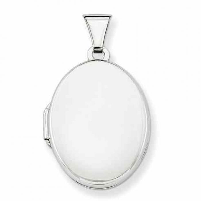 Sterling Silver Polished Oval Locket Necklace