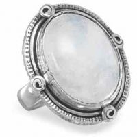 Oval Rainbow Moonstone Ring in Sterling Silver