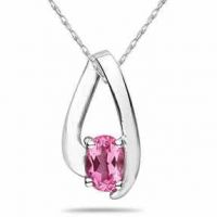 Oval Shaped Contemporary Pink Topaz Pendant