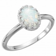 Oval White Australian Opal Ring