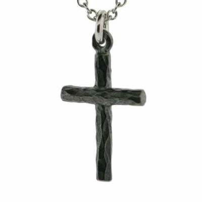 Oxidized Black Cross Necklace in Sterling Silver -  - DT-N44104SOX