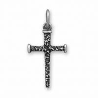 Oxidized Cross of Nails Pendant, Sterling Silver
