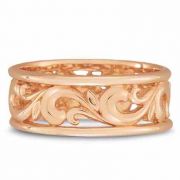 Paisley Carved Wedding Band in 14K Rose Gold
