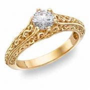 Paisley Design 1/2 Carat Diamond Ring, 14K Gold