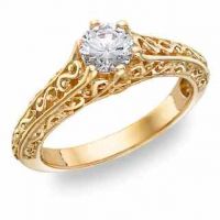 Paisley Design 1/2 Carat Diamond Ring, 14K Gold