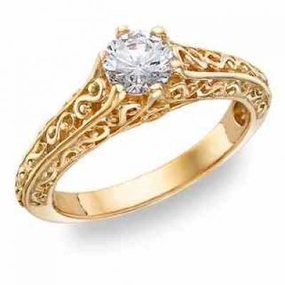 Paisley Design 1/2 Carat Diamond Ring, 14K Gold -  - QDR-1