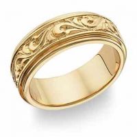 18K Gold Paisley Design Wedding Band Ring