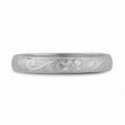 Victorian Paisley Floral Wedding Band in Platinum
