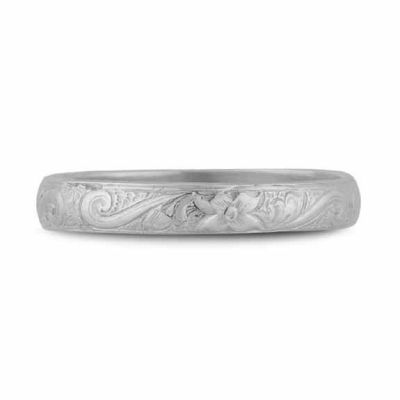 Paisley Floral Wedding Band in 18K White Gold -  - HGO-WB22W-18K