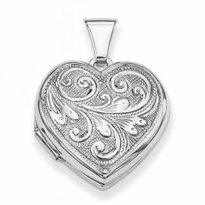 Paisley Scrollwork Heart Locket Pendant Necklace -  - QGPD-QLS48