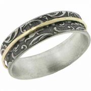 Paisley Sterling Silver and 14K Yellow Gold Spinner Ring