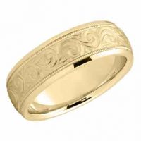 Paisley Swirls Wedding Band in 14K Gold