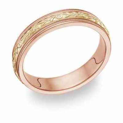 Paisley Wedding Band Ring - 14K Rose and Yellow Gold -  - WG-11-PY