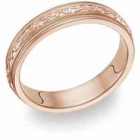 Paisley Wedding Band Ring - 14K Rose Gold