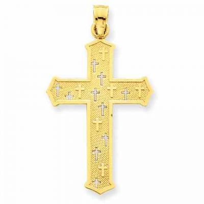 Passion Cross Pendant in 14K Yellow Gold -  - QGCR-D3523
