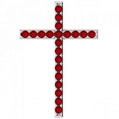 Passion of the Cross Red Ruby Pendant in White Gold -  - STLCR-R42337RBW