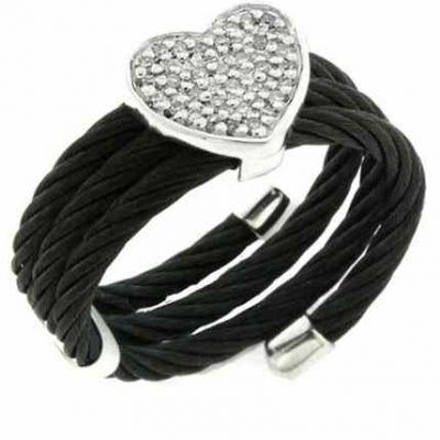 Pave Diamond Heart Accented Leather Wrap Bracelet -  - MK-RA2609BDB