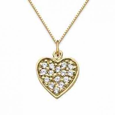 Pave Diamond Heart Pendant, 14K Yellow Gold -  - USPD-HPD157Y