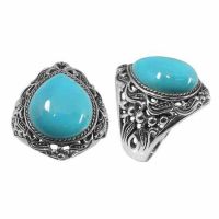 Pear-Drop Turquoise Ring in Silver