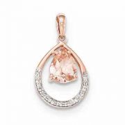 Pear-Shaped Morganite and Diamond Pendant in 14K Rose Gold