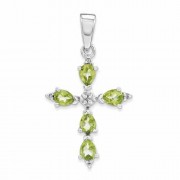 Pear-Shaped Peridot Cross Pendant in Sterling Silver