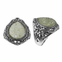 Pear-Shaped Roman Glass Ring in Silver