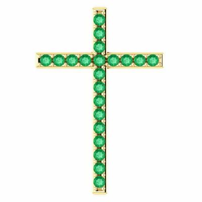 People of His Pasture Emerald Cross Pendant, Yellow Gold -  - STLCR-R42337EMY