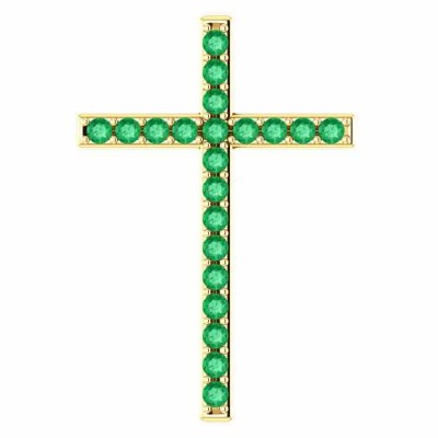 People of His Pasture Emerald Cross Pendant, Yellow Gold - - STLCR-R42337EMY People of His Pasture Emerald Cross Pendant, Yellow Gold - - STLCR-R42337EMY