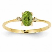 Peridot and Diamond Birthstone Ring, 14K Yellow Gold