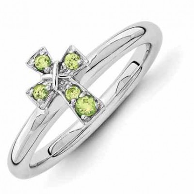 Peridot Cross Ring in Sterling Silver -  - QGRG-QSK1637